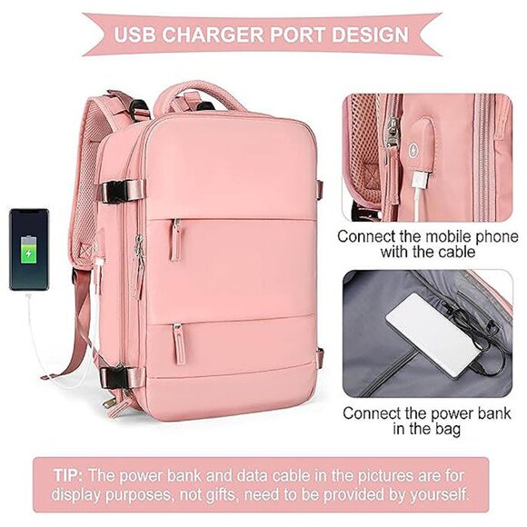 Large Travel Backpack For Women Men,Carry On Backpack,Hiking Backpack Pink - Picture 5 of 7